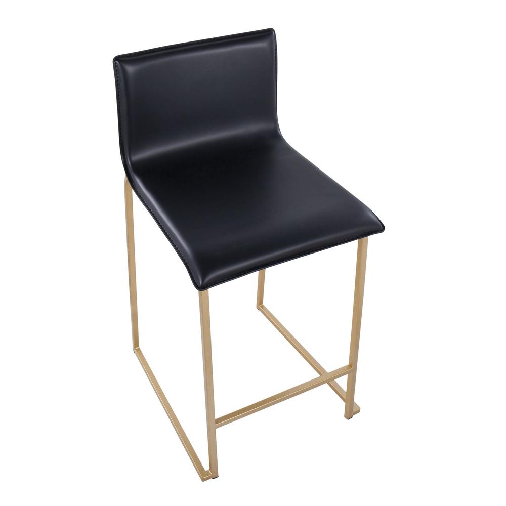 Gold Metal, Black PU Mara Counter Stool - Set of 2