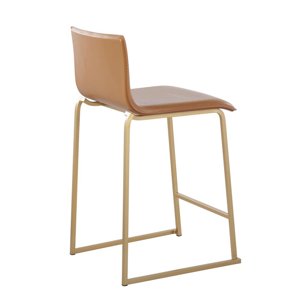 Gold Metal, Camel PU Mara Counter Stool - Set of 2