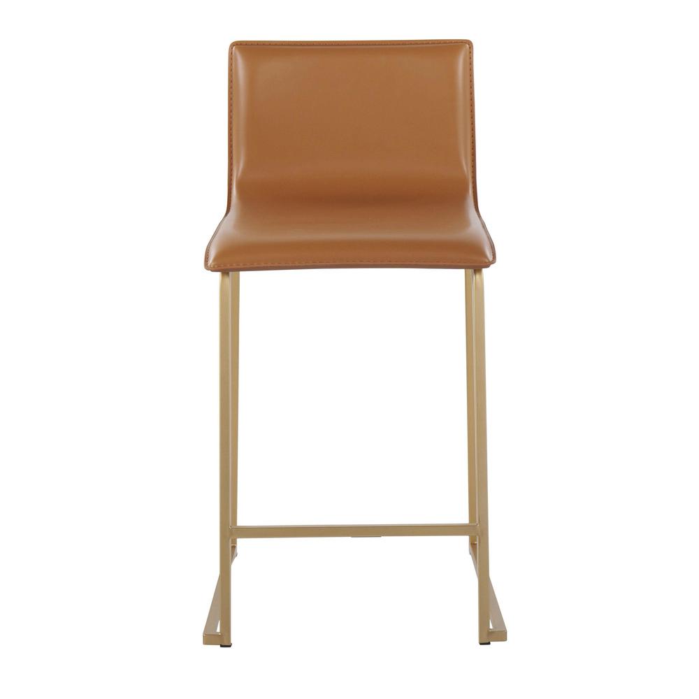 Gold Metal, Camel PU Mara Counter Stool - Set of 2