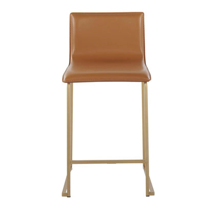 Gold Metal, Camel PU Mara Counter Stool - Set of 2