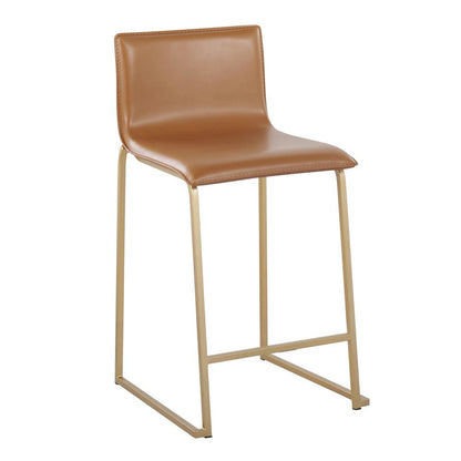 Gold Metal, Camel PU Mara Counter Stool - Set of 2