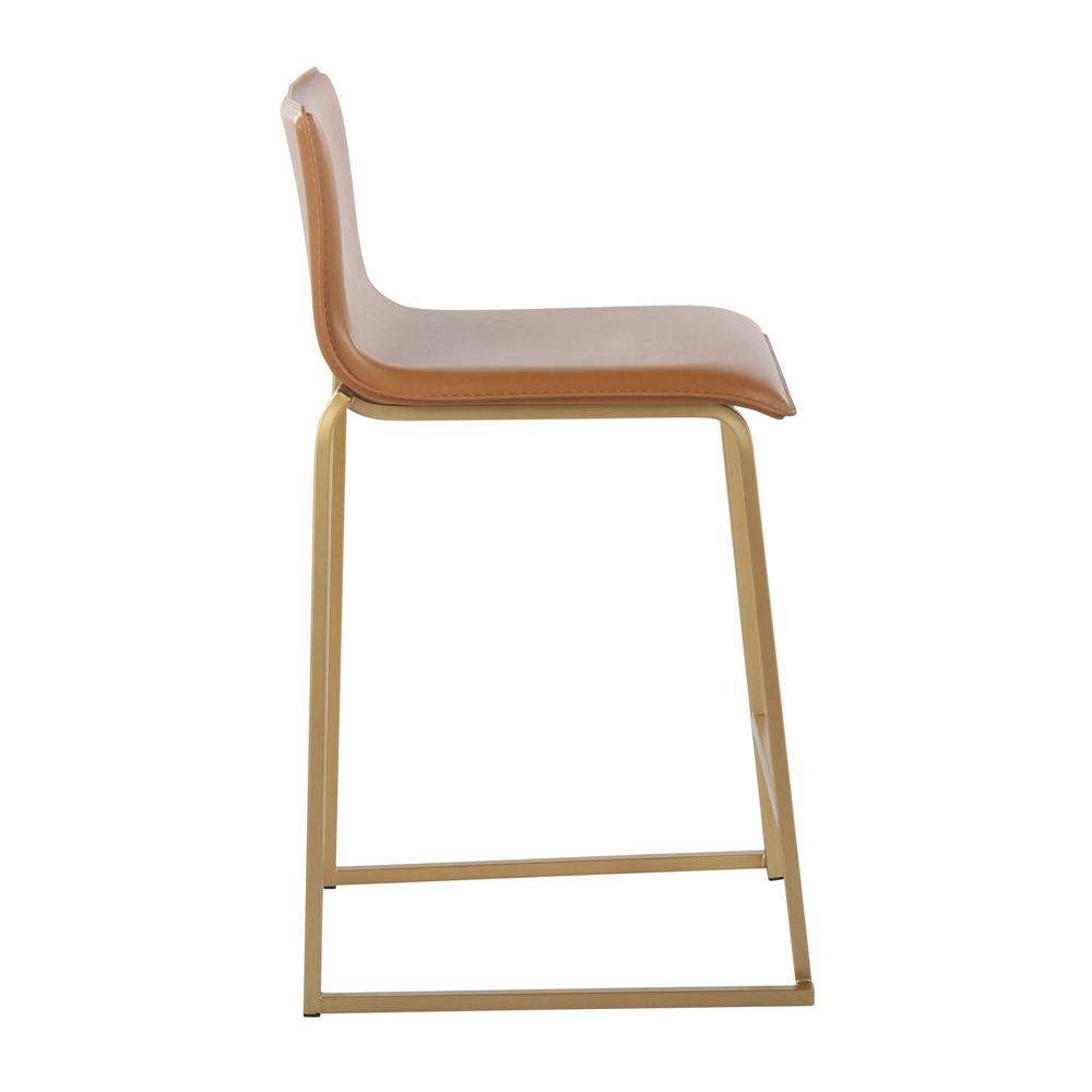 Gold Metal, Camel PU Mara Counter Stool - Set of 2