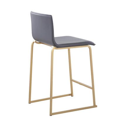 Gold Metal, Grey PU Mara Counter Stool - Set of 2