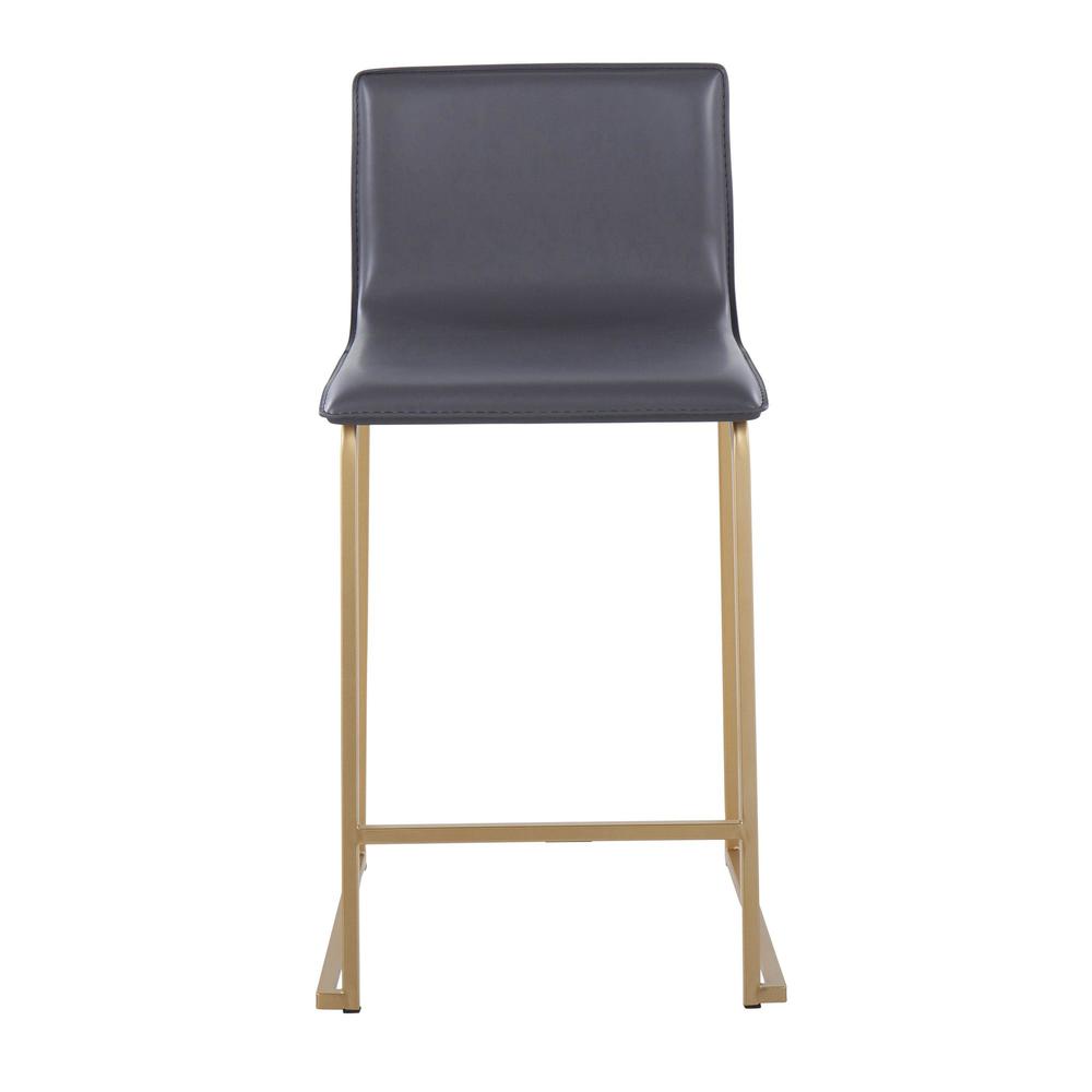 Gold Metal, Grey PU Mara Counter Stool - Set of 2