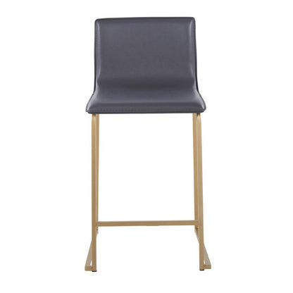 Gold Metal, Grey PU Mara Counter Stool - Set of 2
