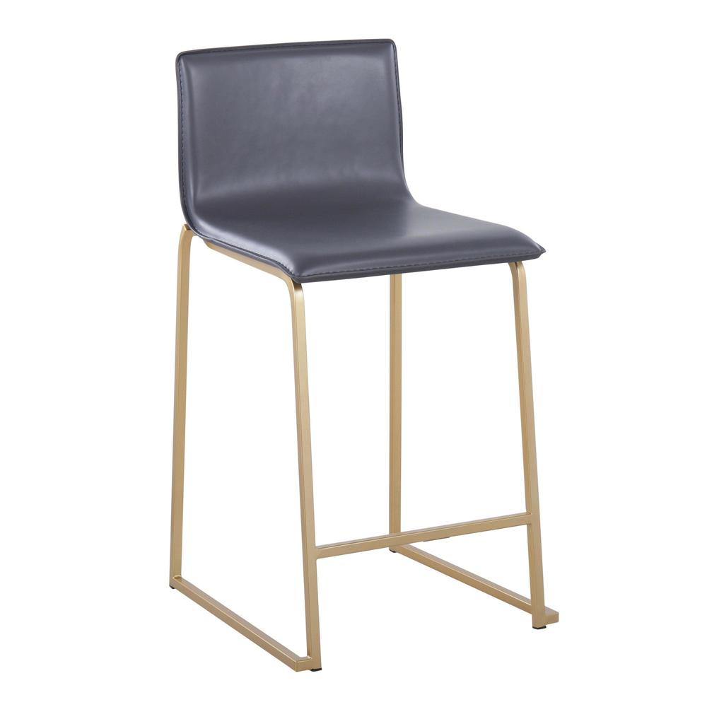 Gold Metal, Grey PU Mara Counter Stool - Set of 2