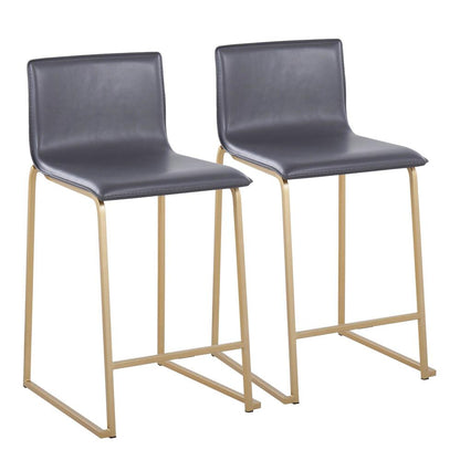 Gold Metal, Grey PU Mara Counter Stool - Set of 2