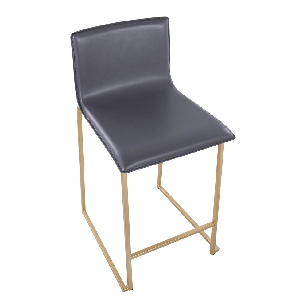 Gold Metal, Grey PU Mara Counter Stool - Set of 2