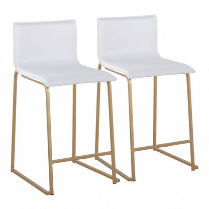 Gold Metal, White PU Mara Counter Stool - Set of 2