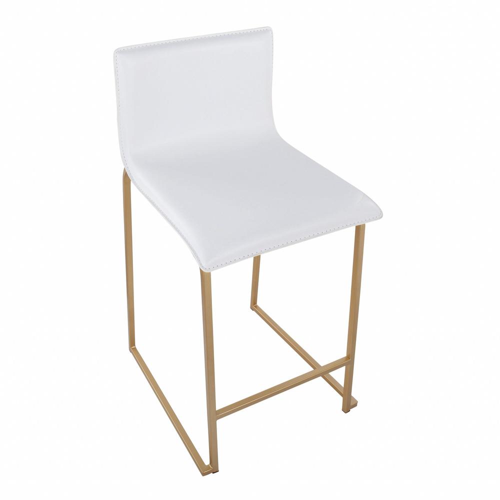 Gold Metal, White PU Mara Counter Stool - Set of 2