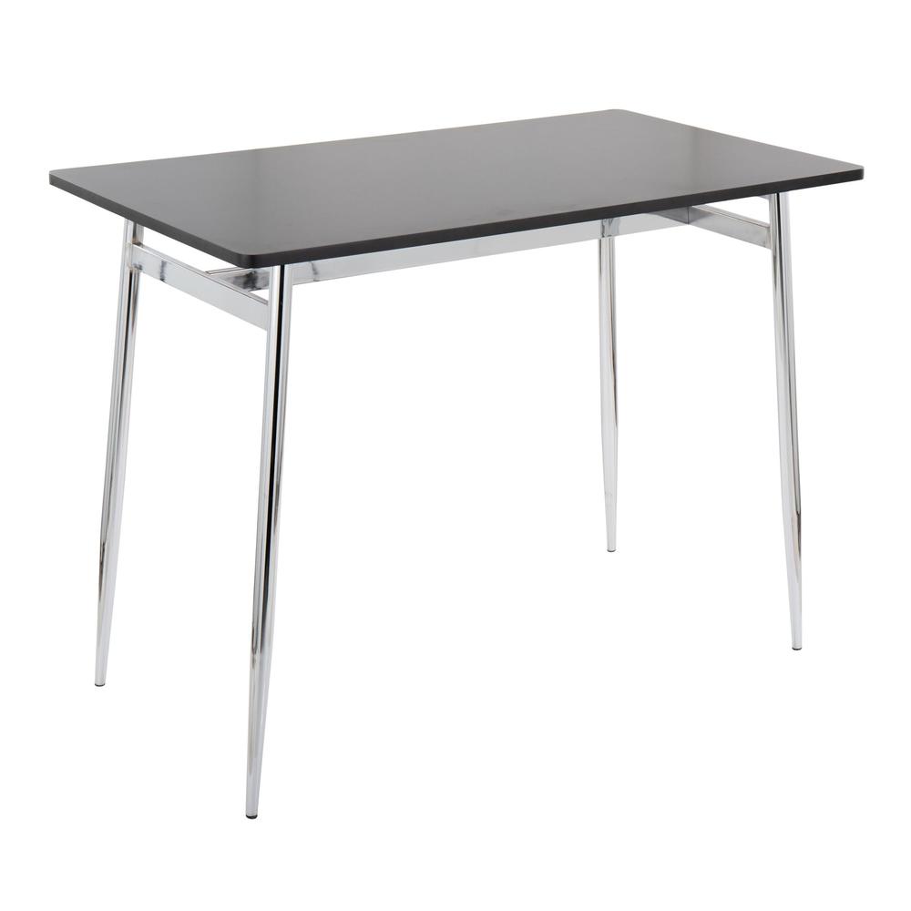 Chrome Metal, Black Wood Marcel Counter Table