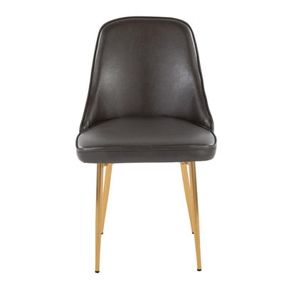 Gold Metal, Grey PU Marcel Dining Chair - Set of 2