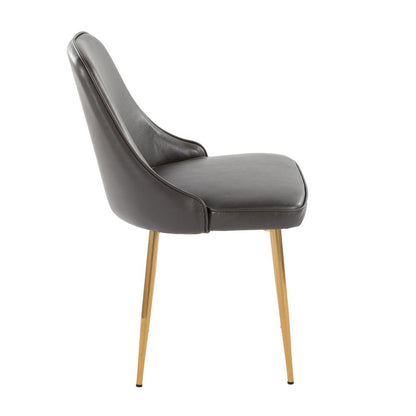 Gold Metal, Grey PU Marcel Dining Chair - Set of 2