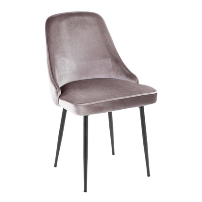Black Metal, Silver Velvet Marcel Dining Chair - Set of 2