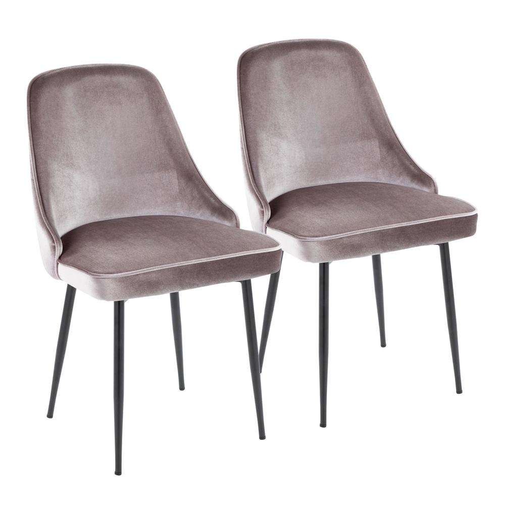 Black Metal, Silver Velvet Marcel Dining Chair - Set of 2