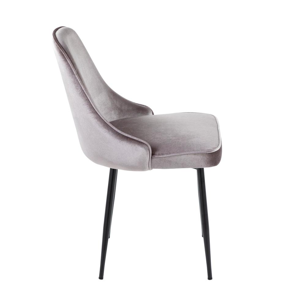 Black Metal, Silver Velvet Marcel Dining Chair - Set of 2