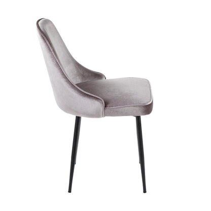Black Metal, Silver Velvet Marcel Dining Chair - Set of 2