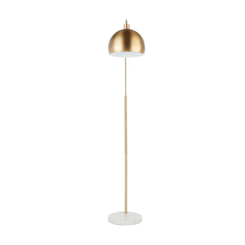 White Marble, Antique Brass Metal March Floor Lamp