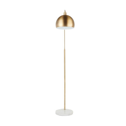 White Marble, Antique Brass Metal March Floor Lamp