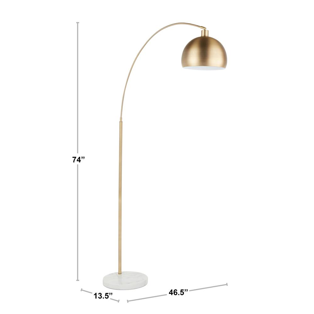 White Marble, Antique Brass Metal March Floor Lamp