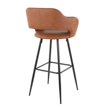 Black Metal, Brown PU Margarite Barstool - Set of 2