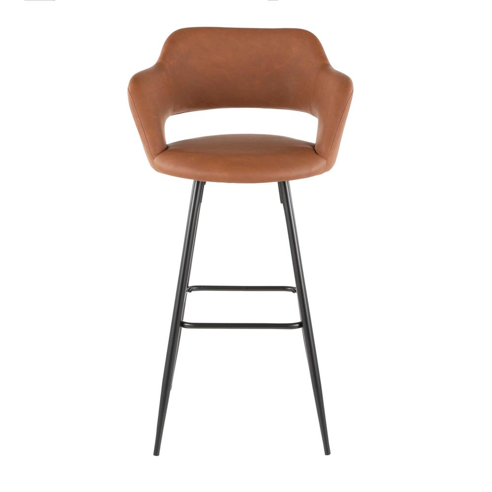 Black Metal, Brown PU Margarite Barstool - Set of 2