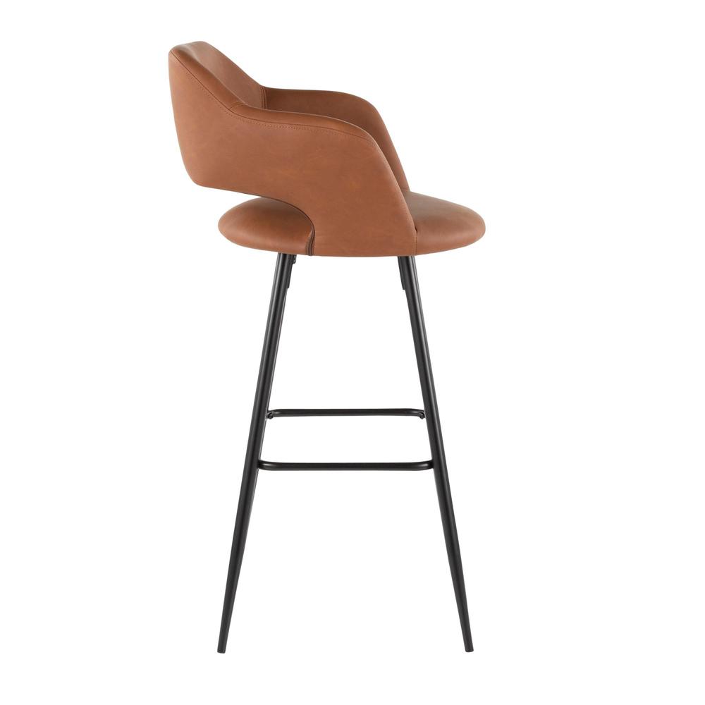 Black Metal, Brown PU Margarite Barstool - Set of 2
