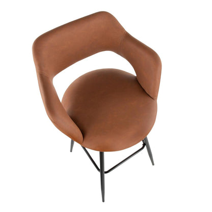 Black Metal, Brown PU Margarite Barstool - Set of 2