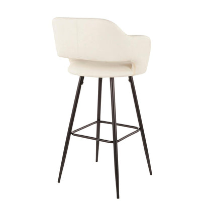 Black Metal, Cream PU Margarite Barstool - Set of 2