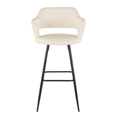 Black Metal, Cream PU Margarite Barstool - Set of 2