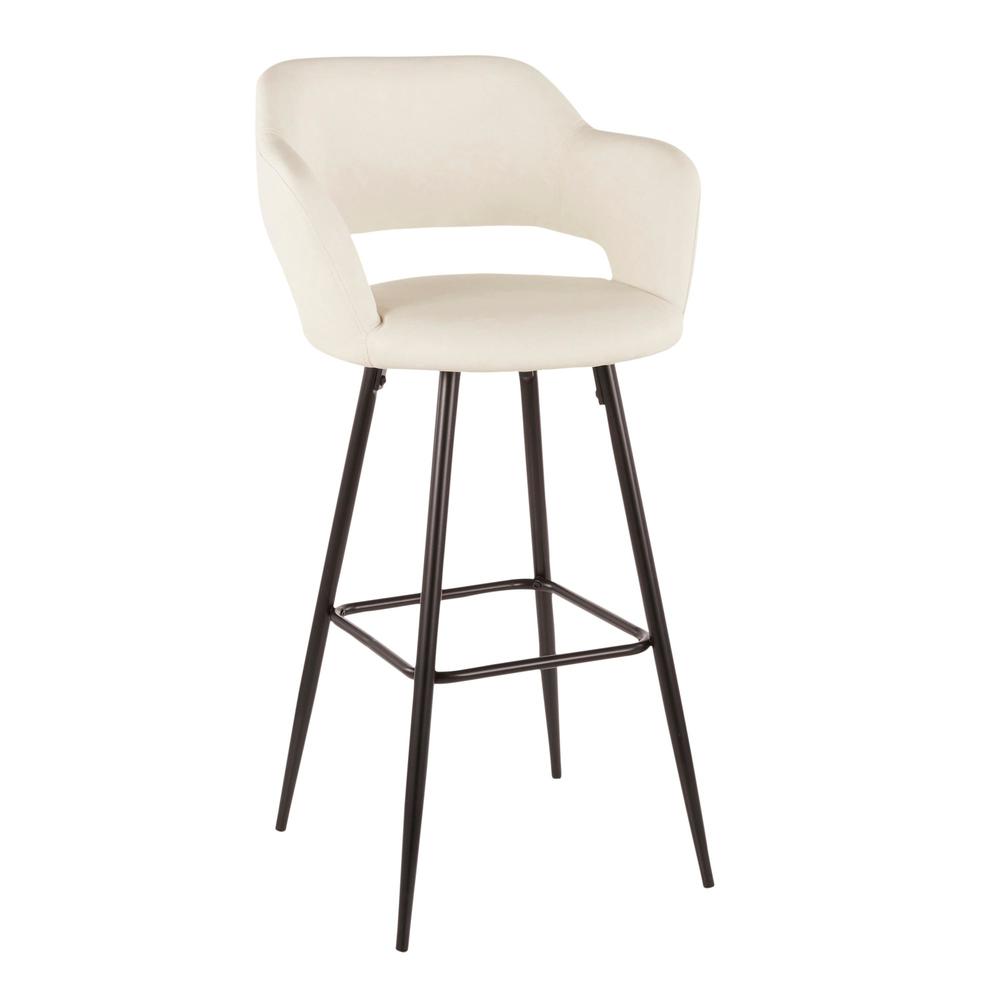 Black Metal, Cream PU Margarite Barstool - Set of 2