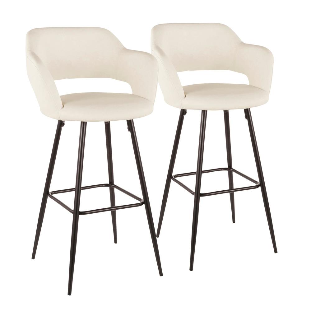 Black Metal, Cream PU Margarite Barstool - Set of 2