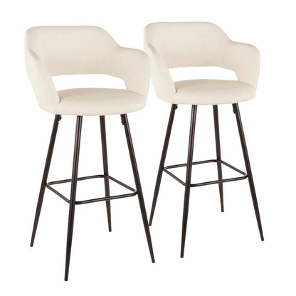 Black Metal, Cream PU Margarite Barstool - Set of 2