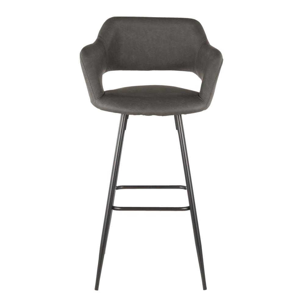 Black Metal, Grey PU Margarite Barstool - Set of 2