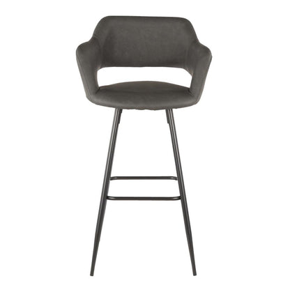 Black Metal, Grey PU Margarite Barstool - Set of 2