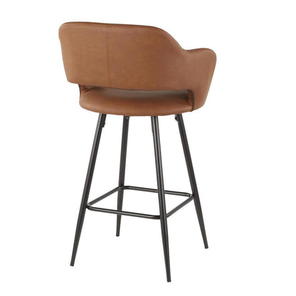Black Metal, Brown PU Margarite Counter Stool - Set of 2