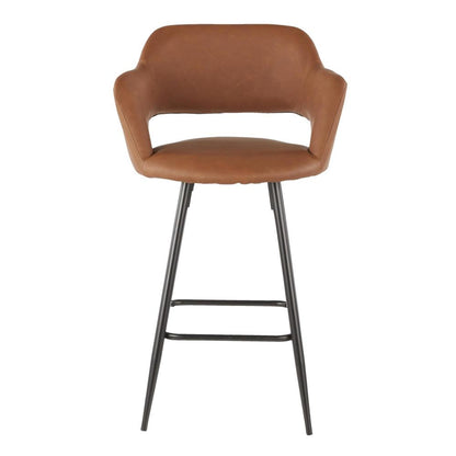 Black Metal, Brown PU Margarite Counter Stool - Set of 2
