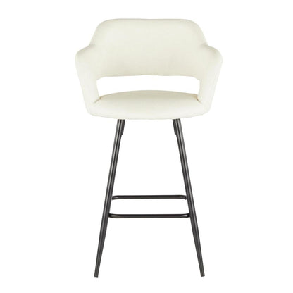 Black Metal, Cream PU Margarite Counter Stool - Set of 2