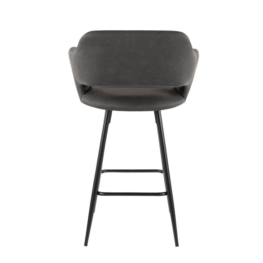 Black Metal, Grey PU Margarite Counter Stool - Set of 2