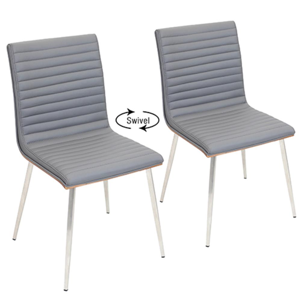 Walnut, Grey Mason Swivel Chair - Set of 2