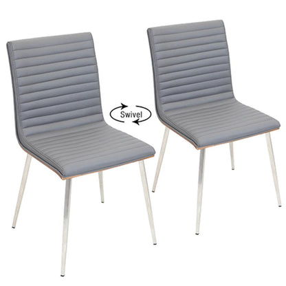 Walnut, Grey Mason Swivel Chair - Set of 2