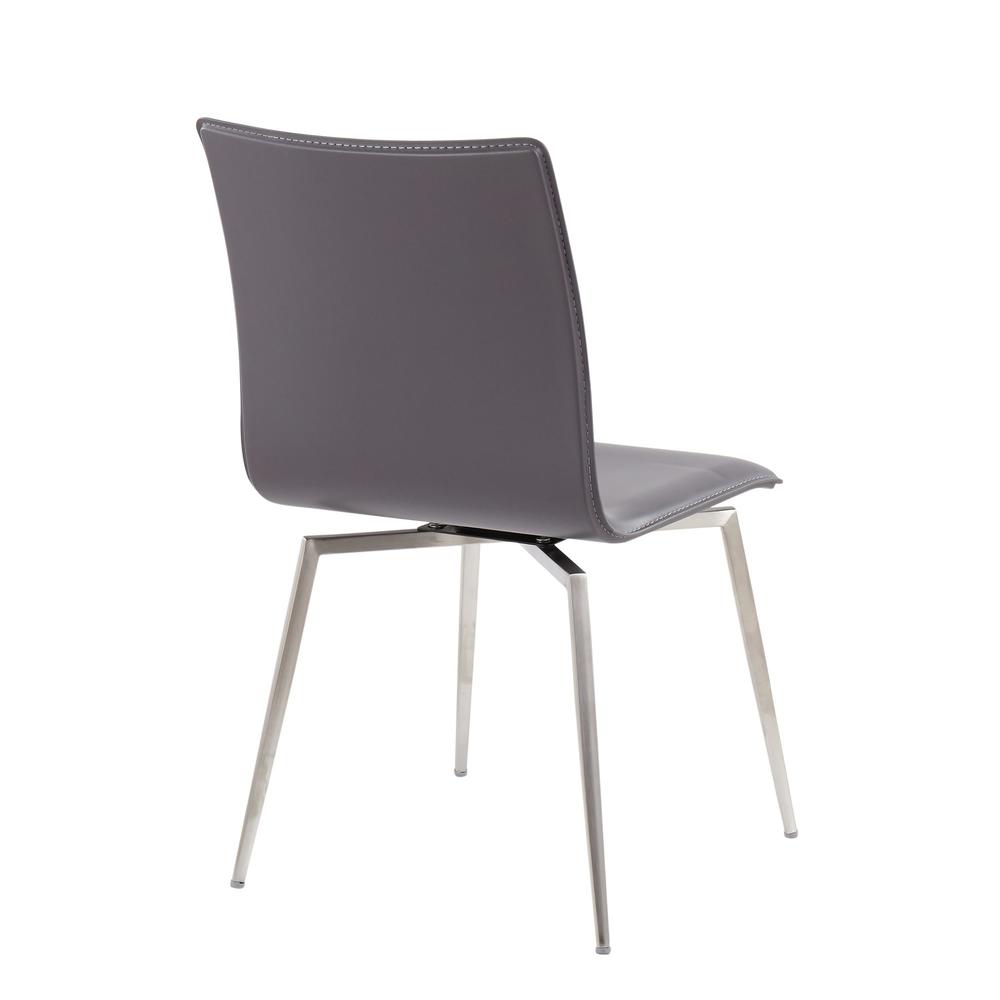 Brushed Stainless Steel, Grey PU Mason Upholstered Chair - Set of 2