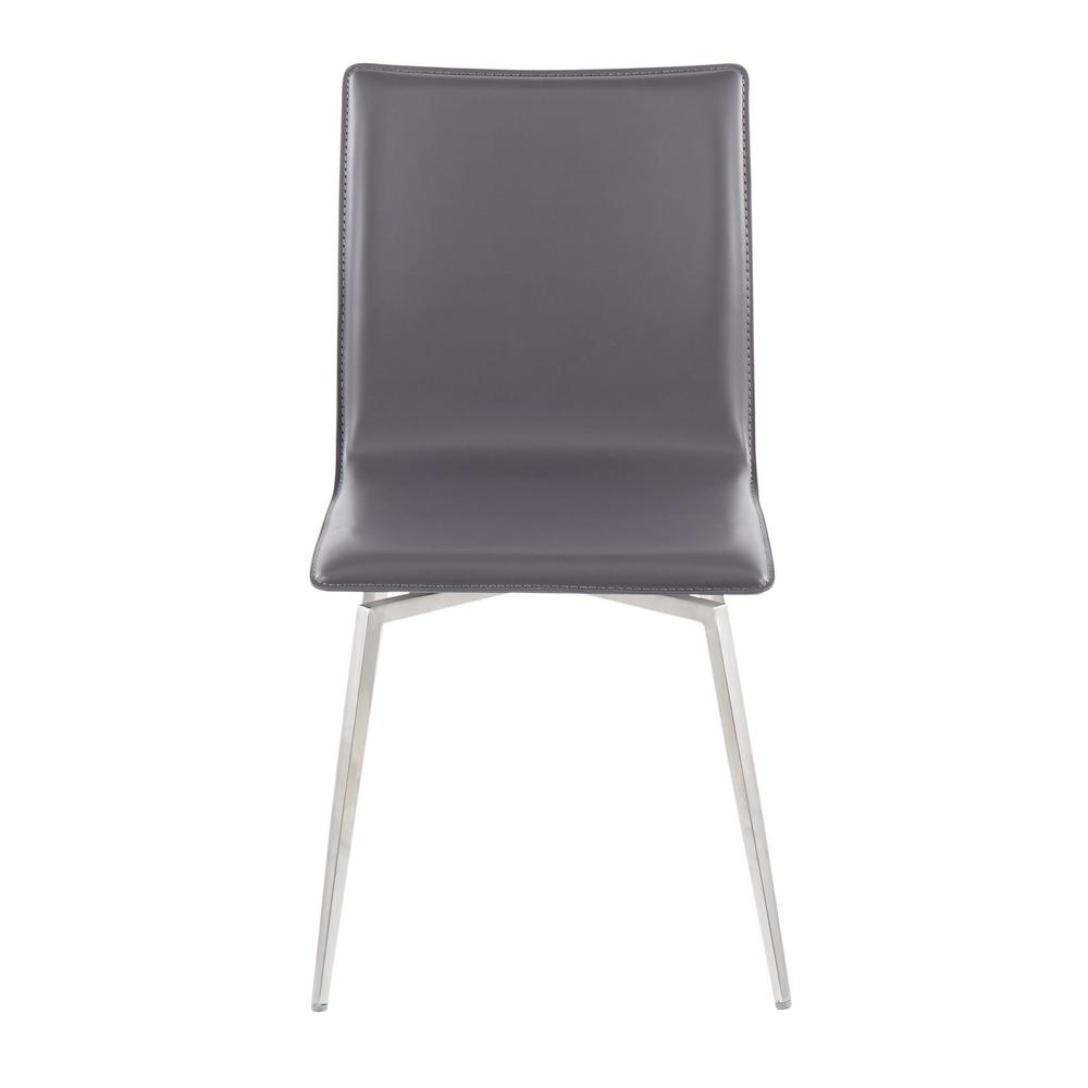 Brushed Stainless Steel, Grey PU Mason Upholstered Chair - Set of 2