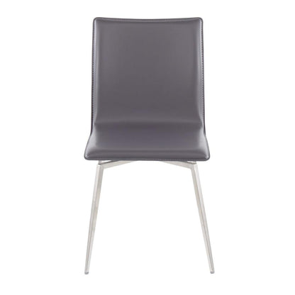 Brushed Stainless Steel, Grey PU Mason Upholstered Chair - Set of 2
