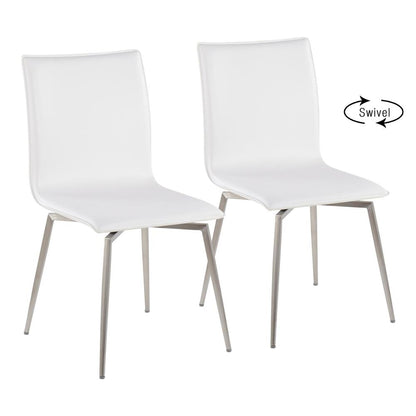 Brushed Stainless Steel, White PU Mason Upholstered Chair - Set of 2