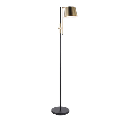 Black Metal, Antique Brass Metric Floor Lamp