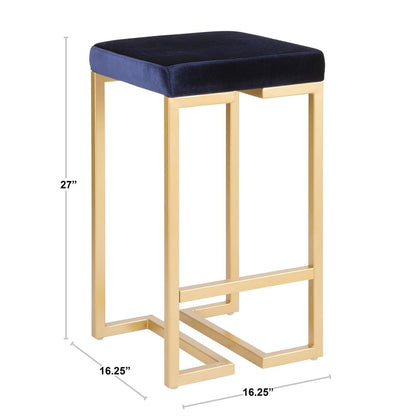 Gold, Blue Midas Counter Stool - Set of 2