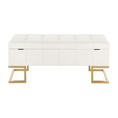 Gold Steel, White Velvet Midas Storage Bench