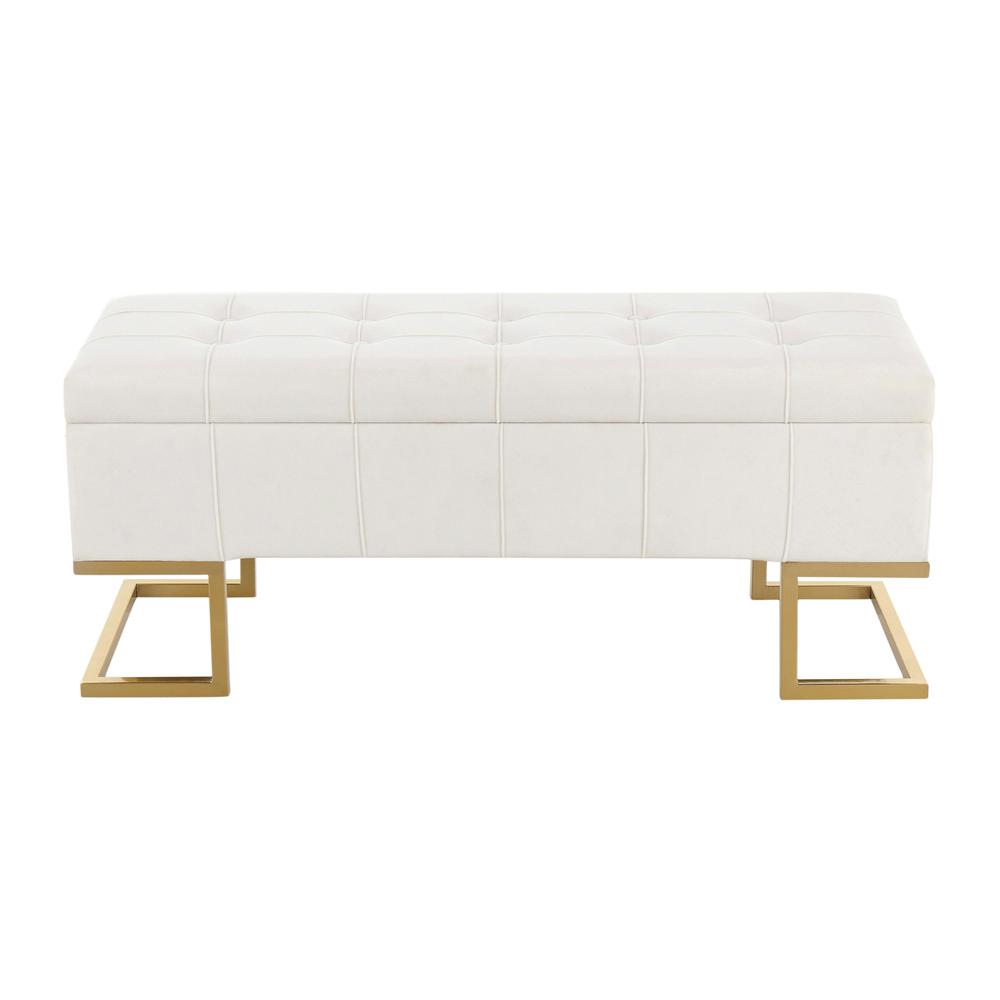 Gold Steel, White Velvet Midas Storage Bench