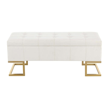 Gold Steel, White Velvet Midas Storage Bench